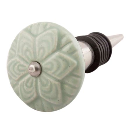 Sage Green Ceramic Flower Wine Stopper